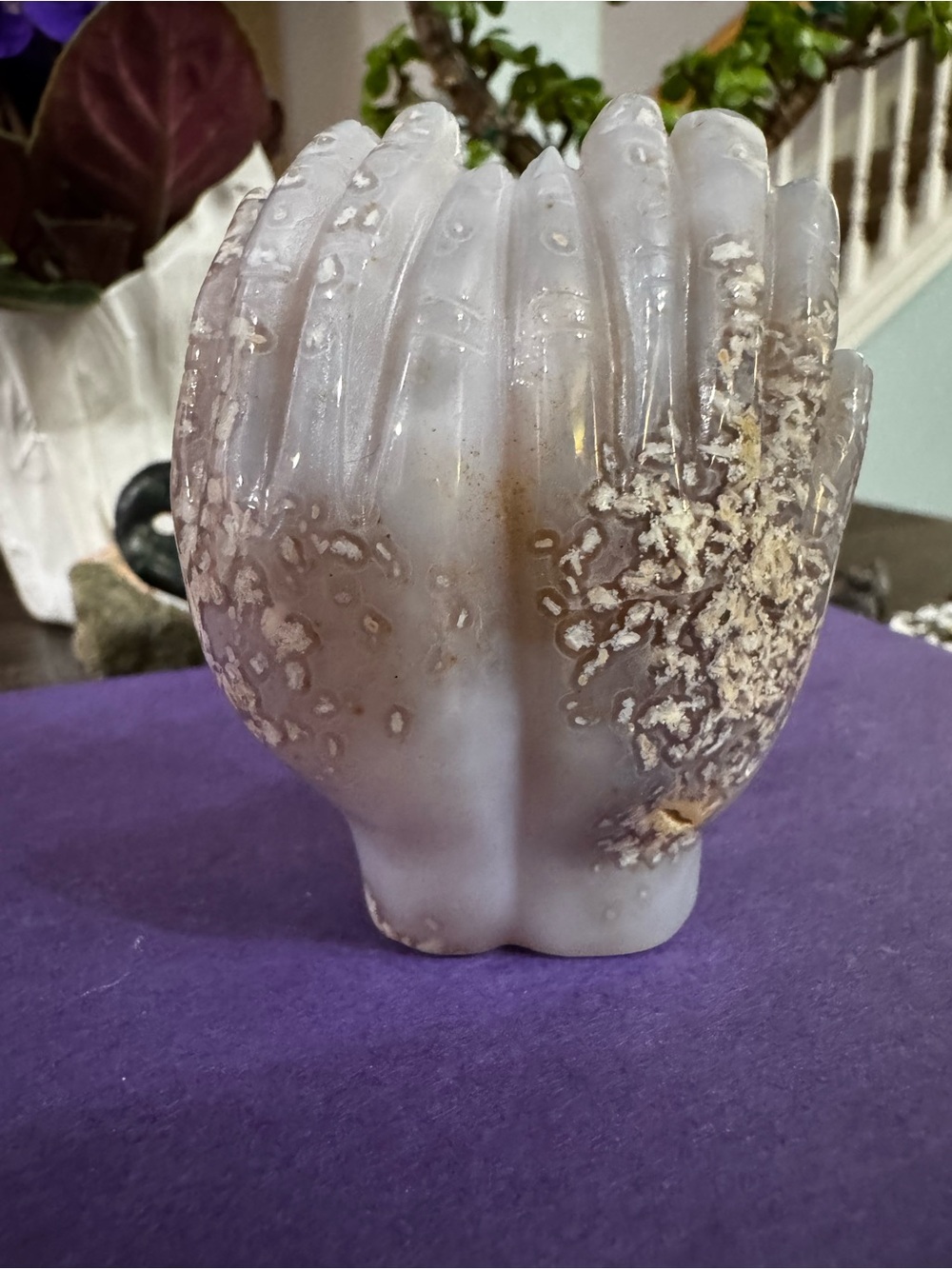 Frosted Agate Stone Hands with Natural Druzy Matrix